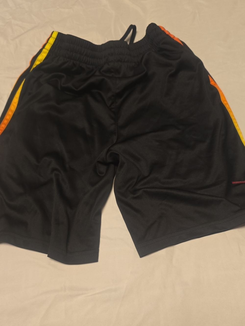 adidas Black Shorts with Yellow and Orange Side Stripes
